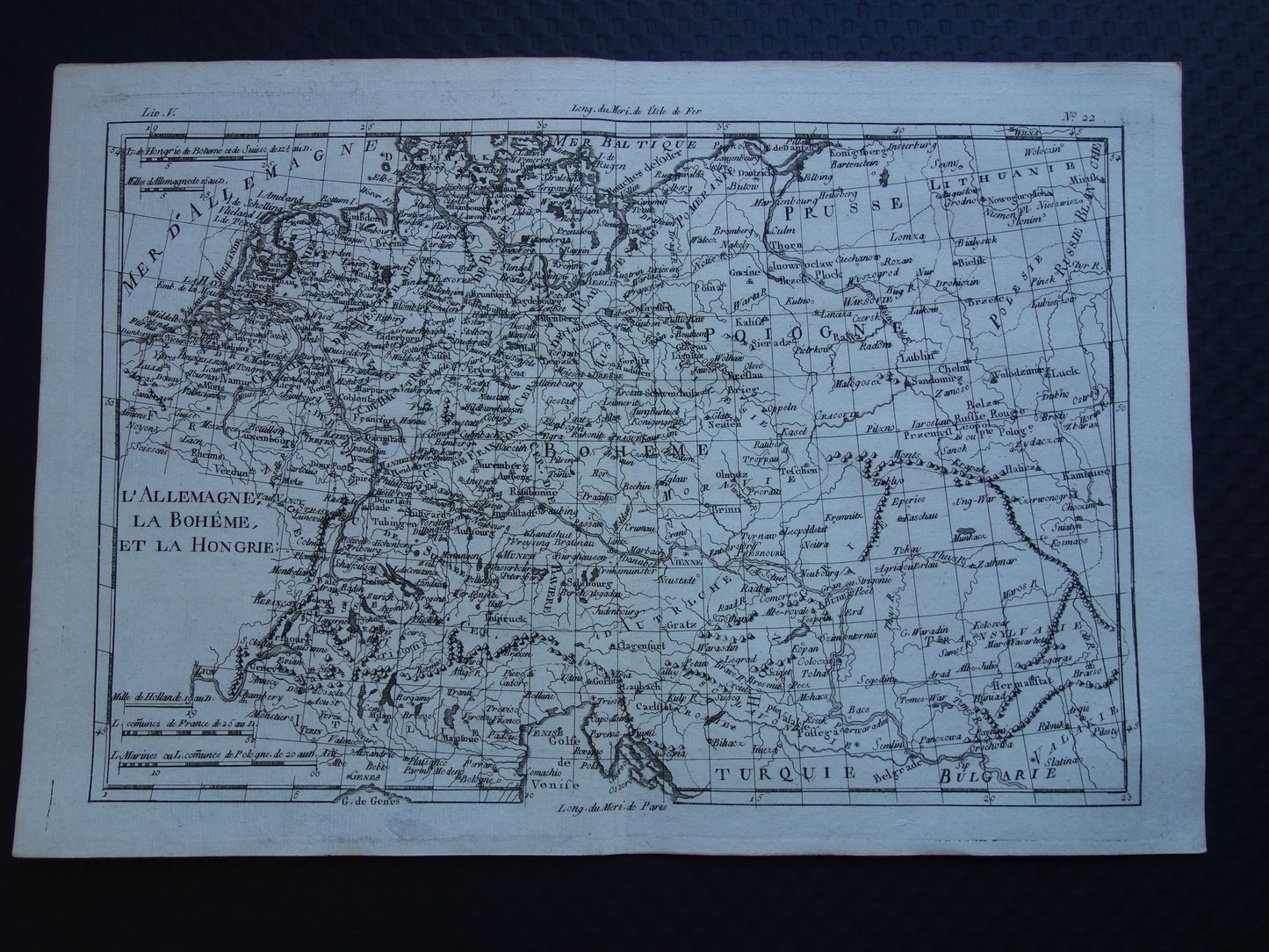 Central Europe old map Germany Poland Czech Republic Original antique map vintage print