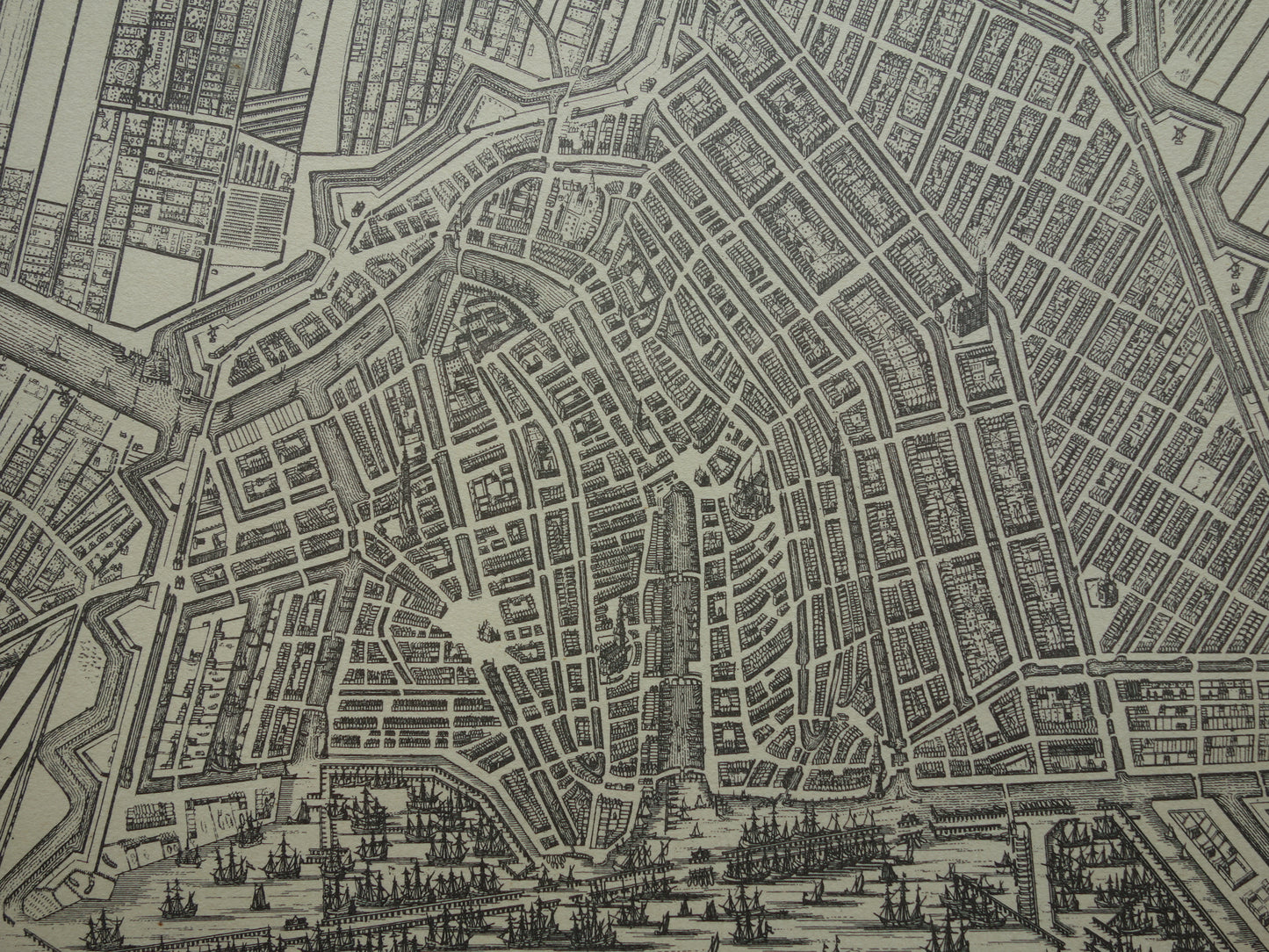 AMSTERDAM oude kaart van Amsterdam in 17e eeuw NADRUK 'Amsterdam met d'uytlegging van't Jaer 1613' Dapper Van Meurs plattegrond