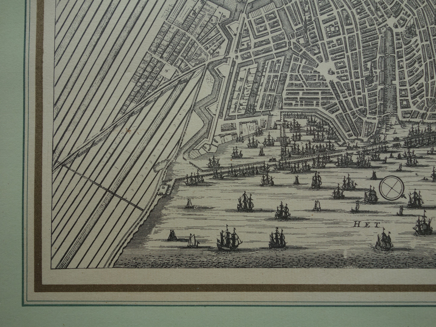AMSTERDAM oude kaart van Amsterdam in 17e eeuw NADRUK 'Amsterdam met d'uytlegging van't Jaer 1613' Dapper Van Meurs plattegrond