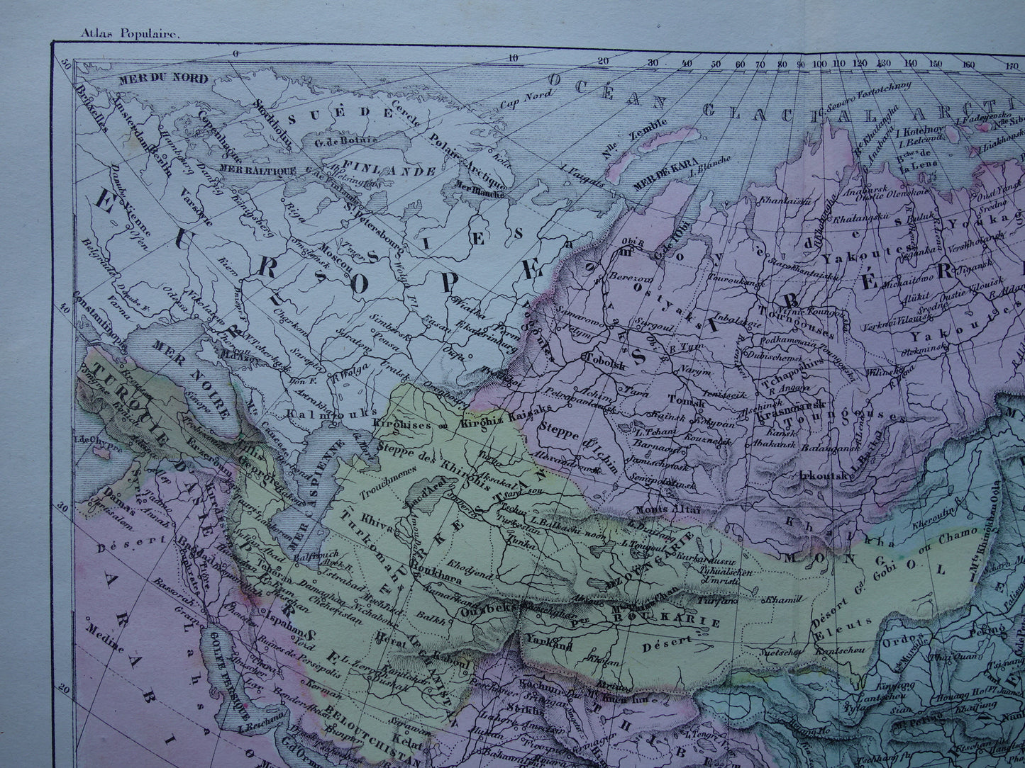 ASIA old map of Asia from 1858 set of 2 original antique French maps China India Indonesia vintage maps