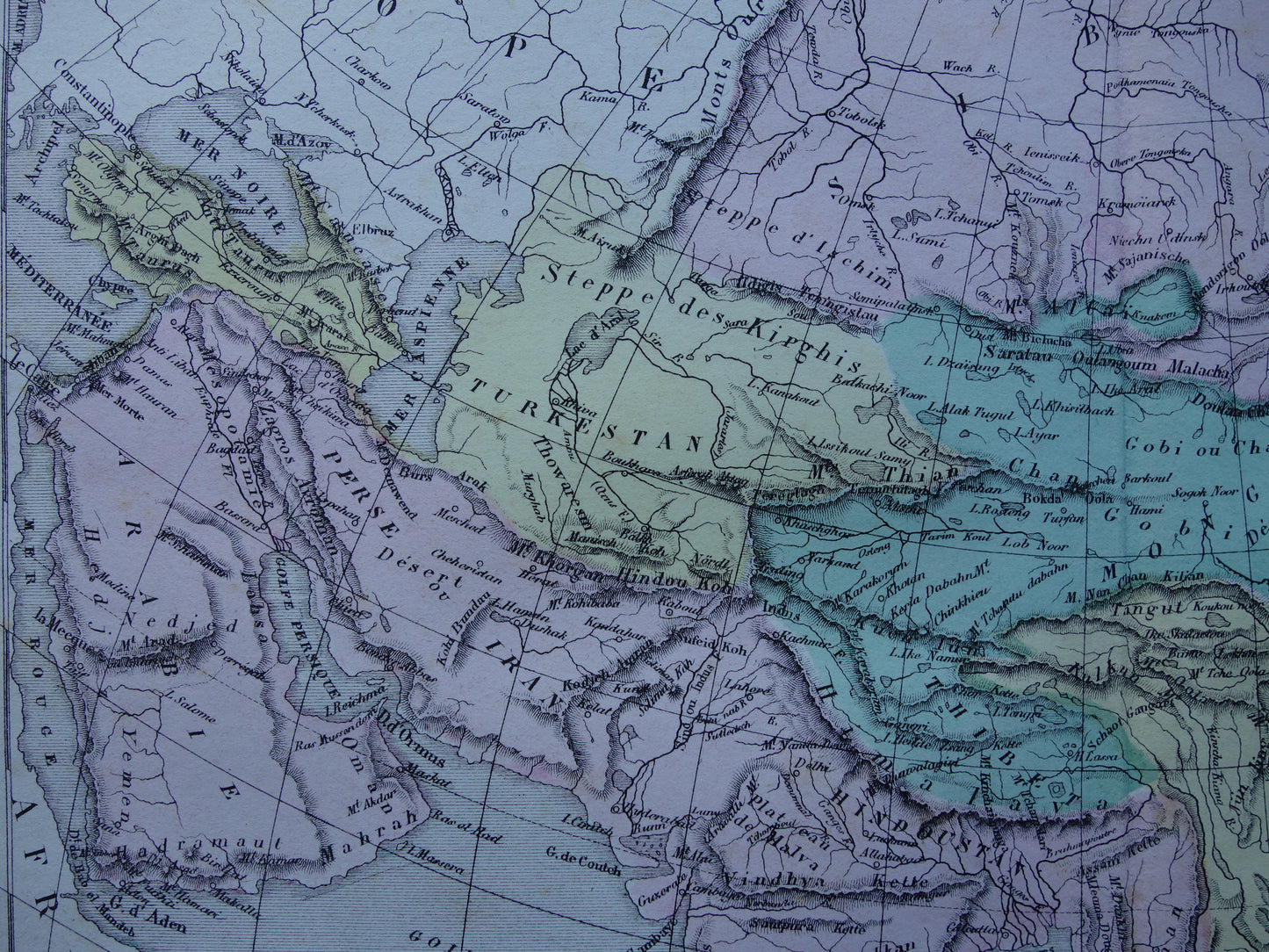 ASIA old map of Asia from 1858 set of 2 original antique French maps China India Indonesia vintage maps