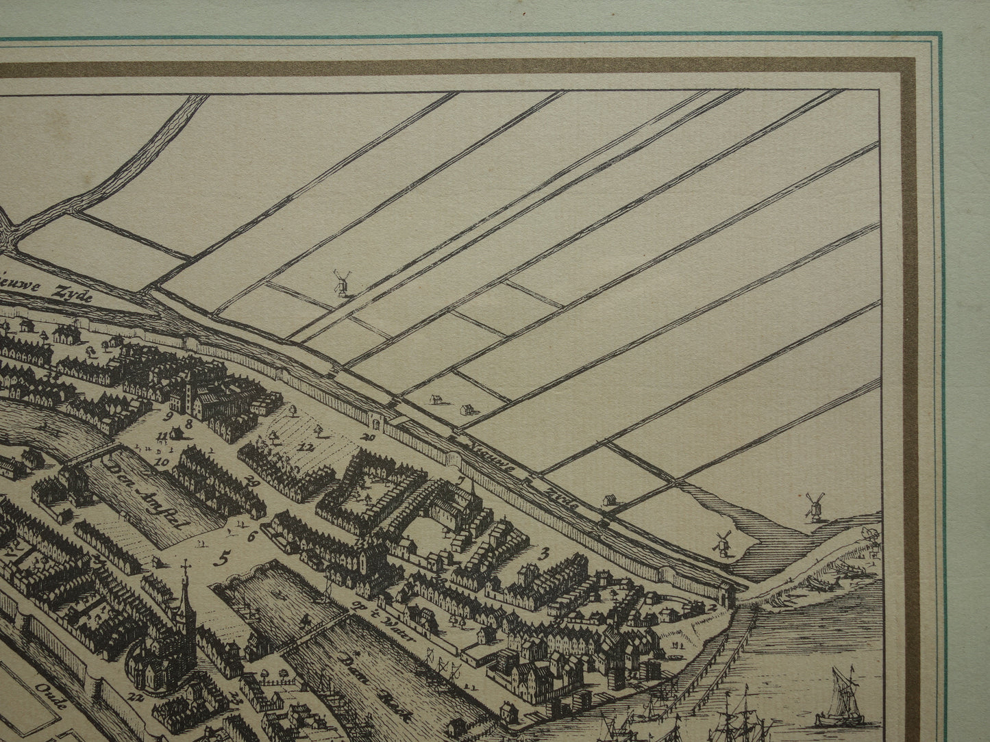 AMSTERDAM oude kaart van Amsterdam omstreeks het jaar 1300 NADRUK vintage plattegrond