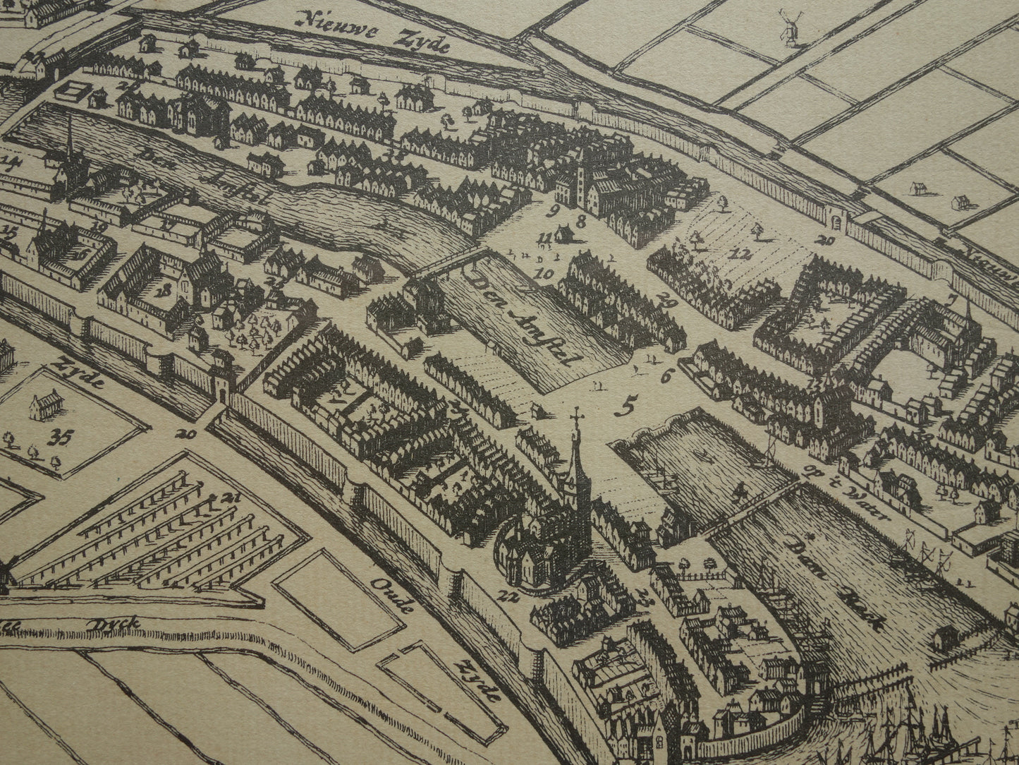 AMSTERDAM oude kaart van Amsterdam omstreeks het jaar 1300 NADRUK vintage plattegrond