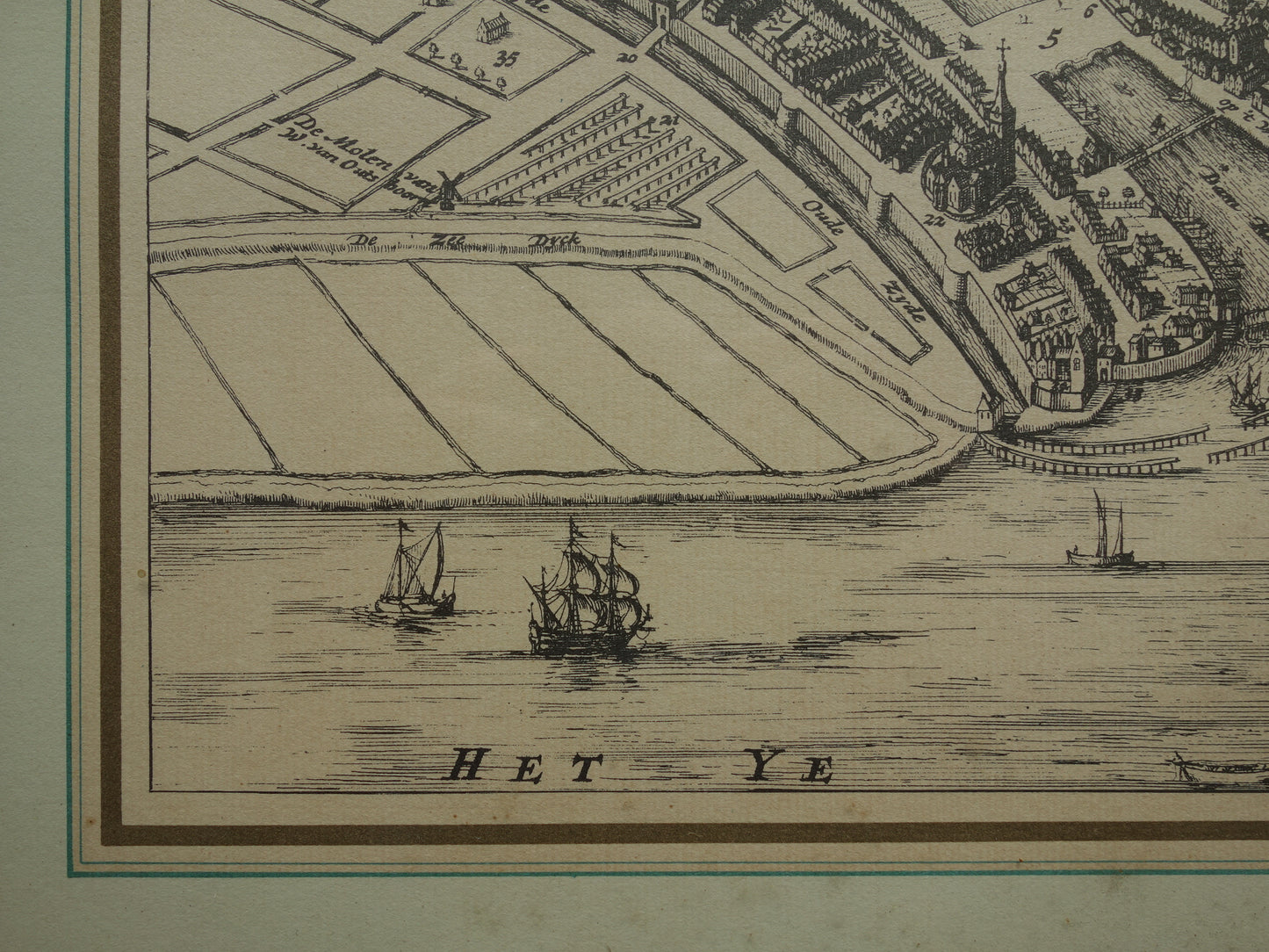 AMSTERDAM oude kaart van Amsterdam omstreeks het jaar 1300 NADRUK vintage plattegrond