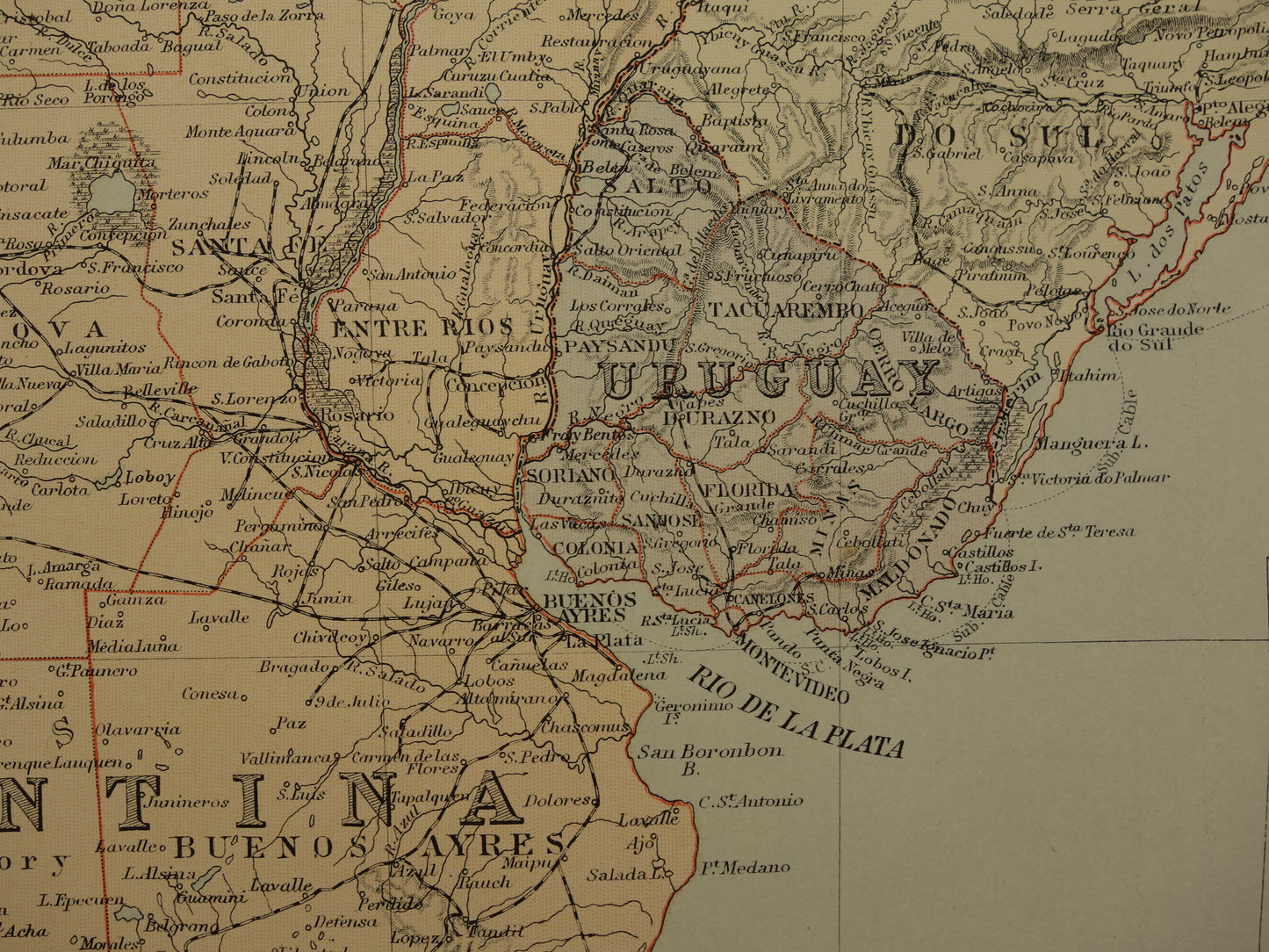 Chili Oude kaart van Chili uit 1890 Grote antieke Engelse landkaart