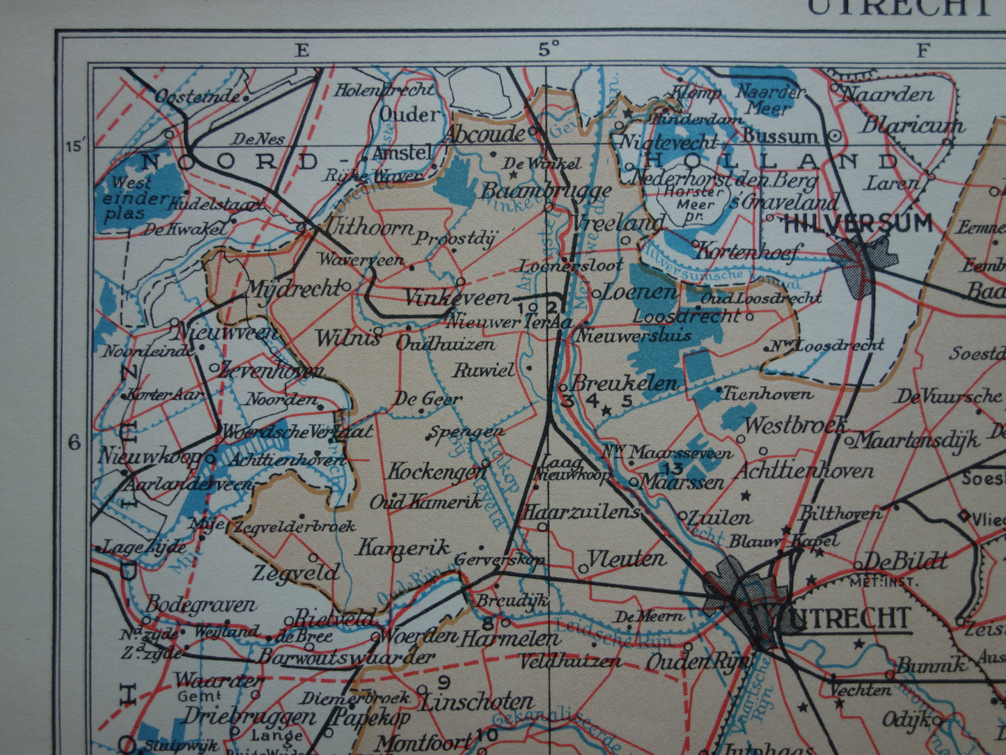 UTRECHT Old map of the province of Utrecht from 1938 small original vintage historical map