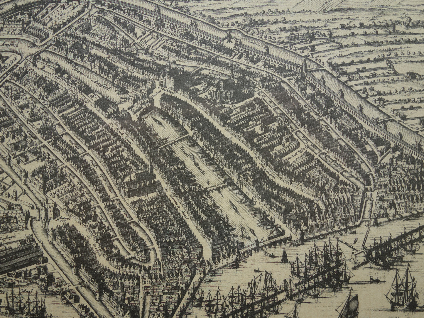 AMSTERDAM oude kaart van Amsterdam in 1500 NADRUK Commelin 'Amsterdam vertoonde zigh aldus inden Iare 1500' plattegrond