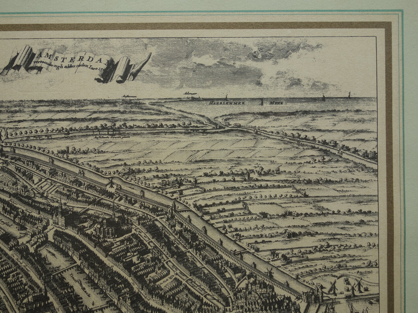 AMSTERDAM oude kaart van Amsterdam in 1500 NADRUK Commelin 'Amsterdam vertoonde zigh aldus inden Iare 1500' plattegrond