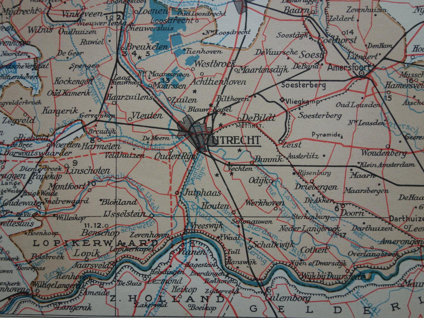UTRECHT Old map of the province of Utrecht from 1938 small original vintage historical map