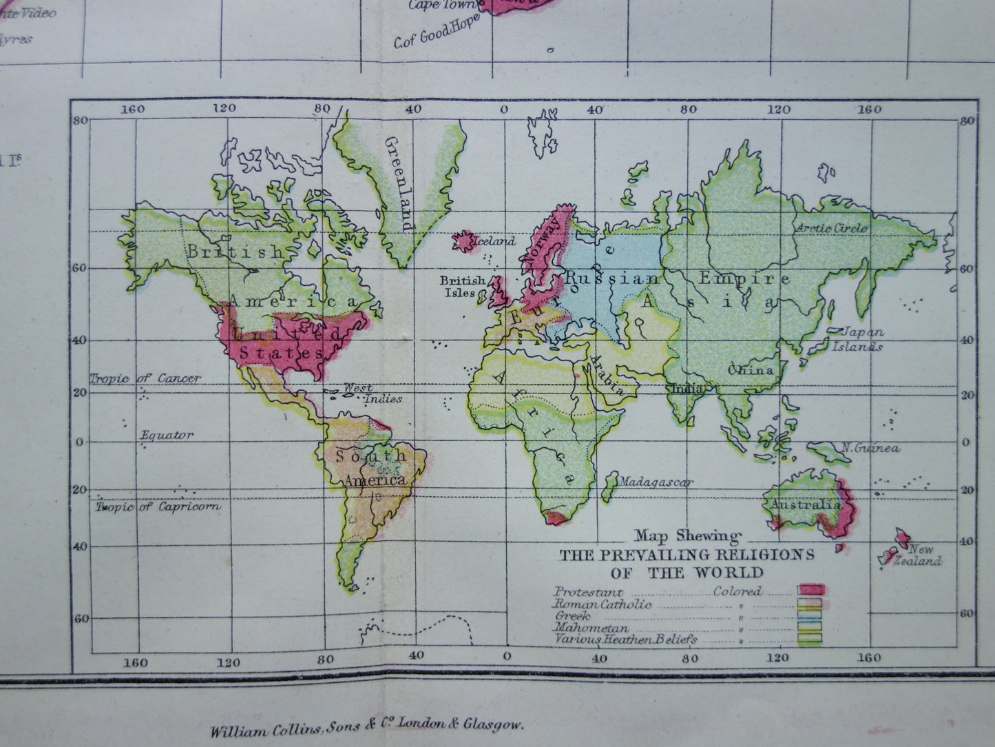 Vintage WORLD MAP old ethnographic map of the World from 1871 Antique print Anthropology Ethnology Human Races