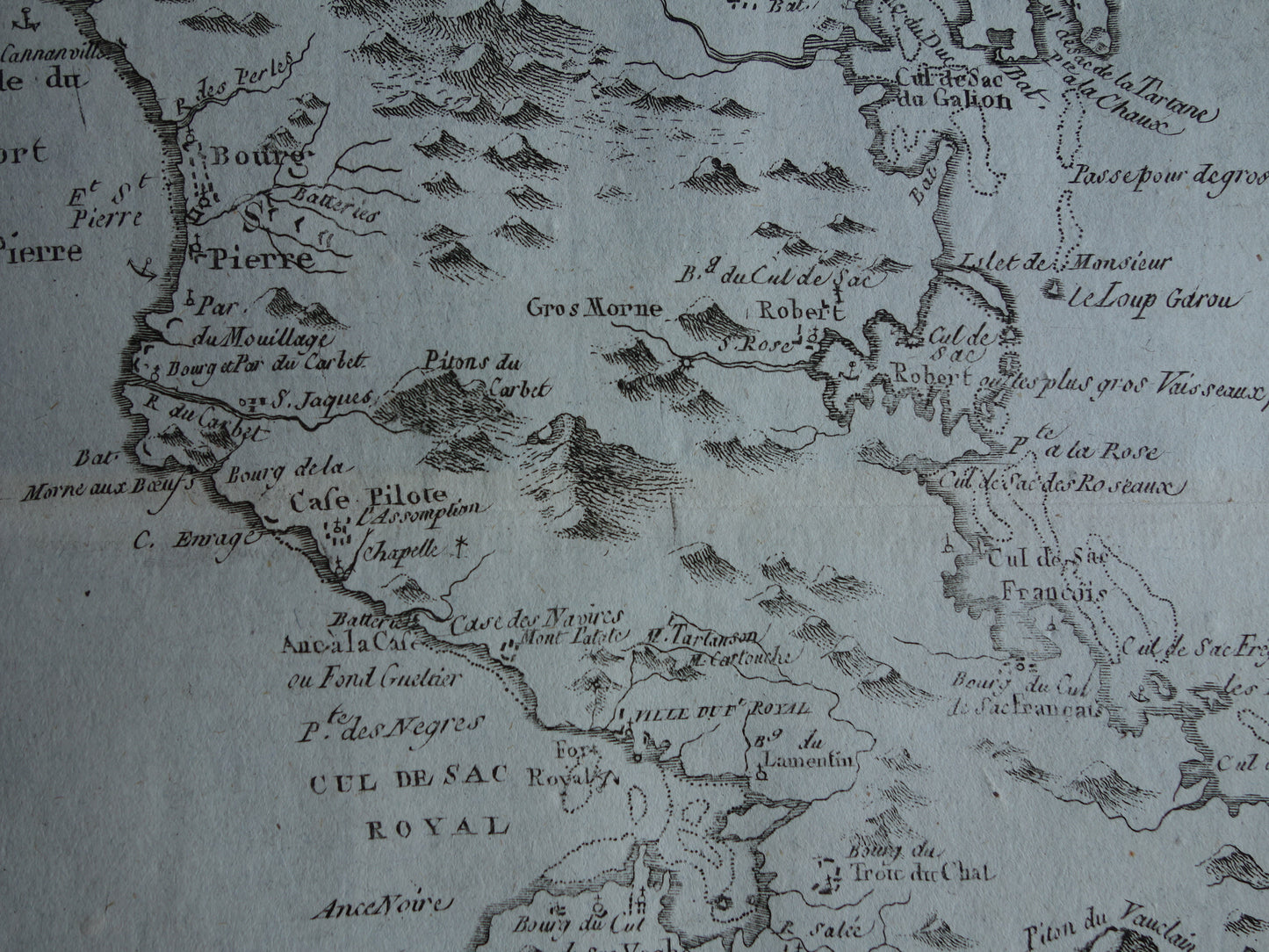 Martinique Old map Original antique French Bonne map from 1784 of Martinique