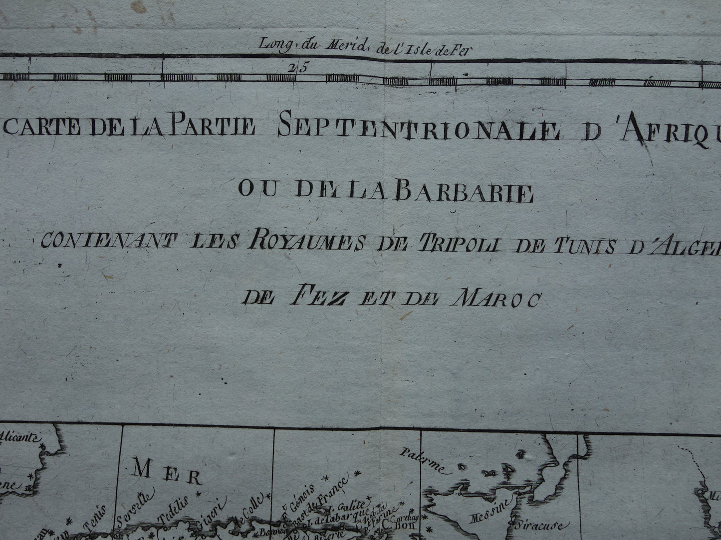 Alte Karte von Nordafrika Originale antike französische Bonne-Karte von 1784 von Marokko Fes Tripolis Algier