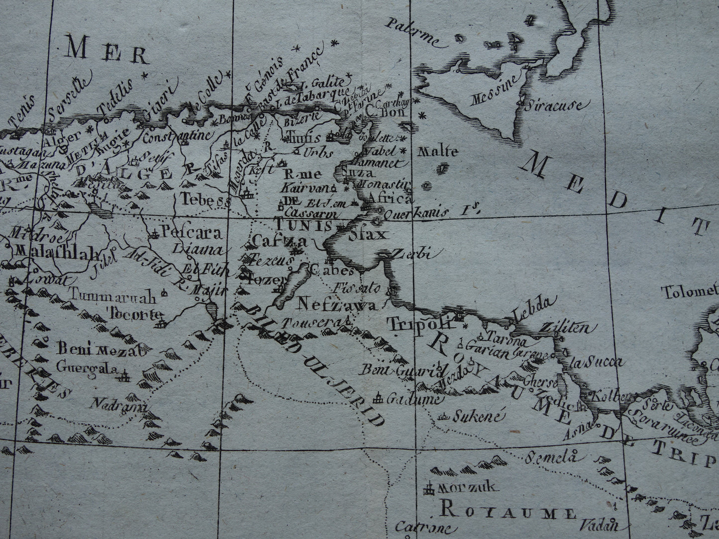 Alte Karte von Nordafrika Originale antike französische Bonne-Karte von 1784 von Marokko Fes Tripolis Algier