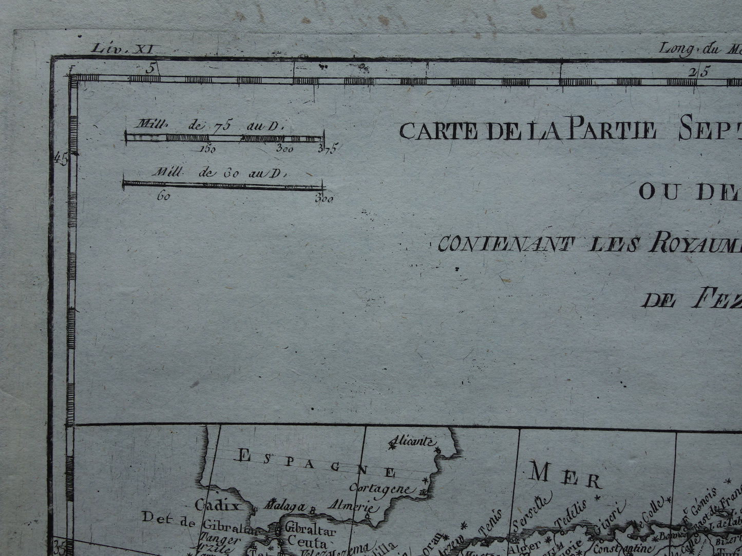 Alte Karte von Nordafrika Originale antike französische Bonne-Karte von 1784 von Marokko Fes Tripolis Algier