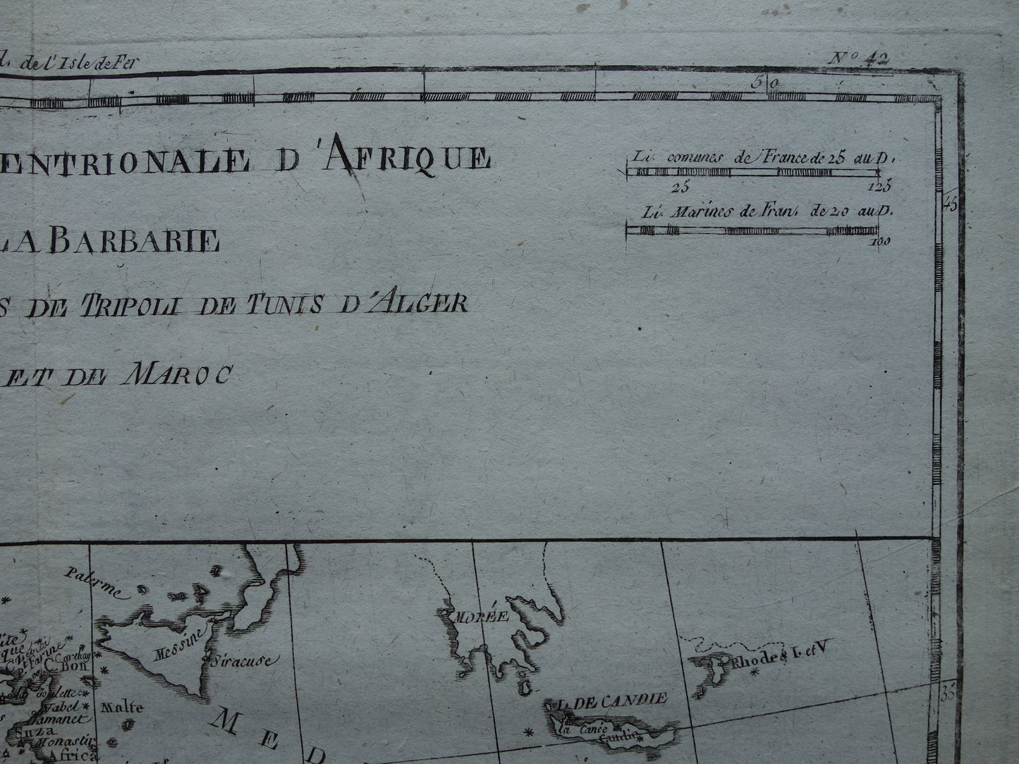 Alte Karte von Nordafrika Originale antike französische Bonne-Karte von 1784 von Marokko Fes Tripolis Algier