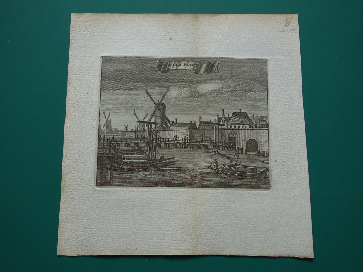WINDOW GATE Amsterdam Old print 1770 Original antique engraving Window Gate
