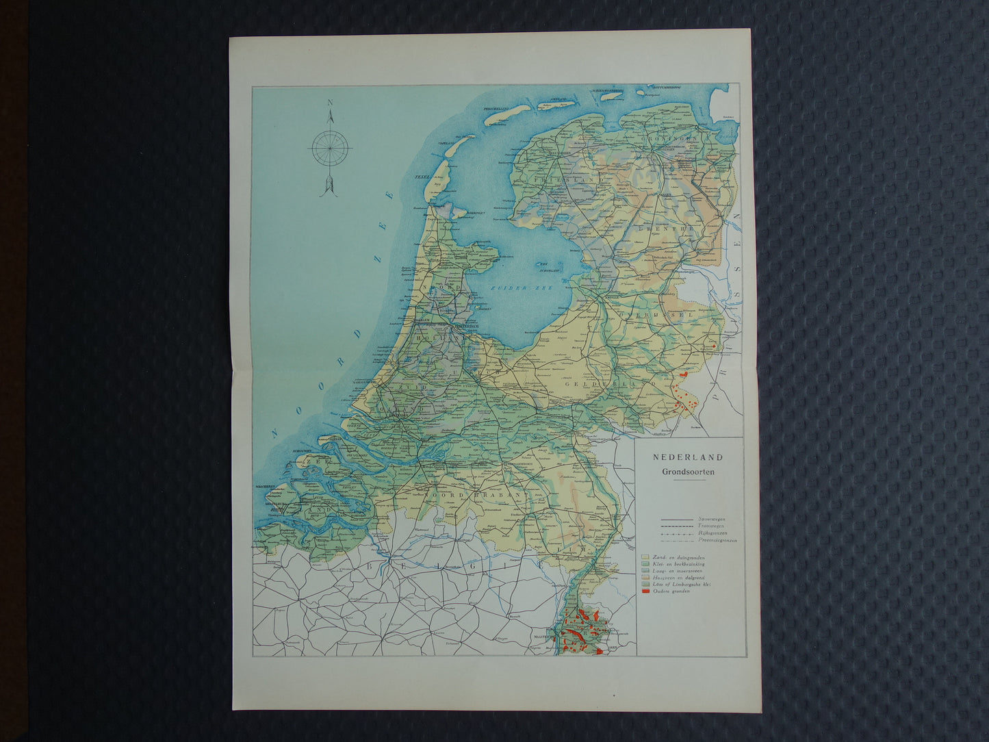 NETHERLANDS old map of soil types 1928 vintage Dutch geology map soil types map