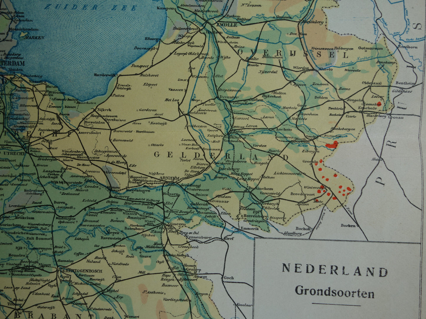 NETHERLANDS old map of soil types 1928 vintage Dutch geology map soil types map