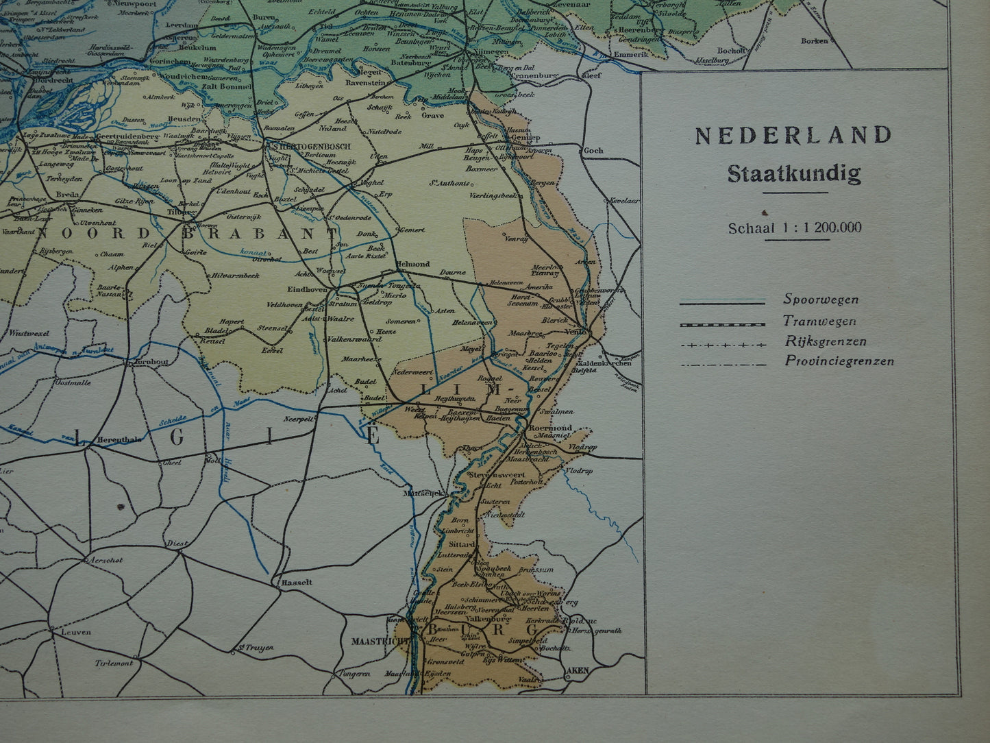NETHERLANDS old map from 1928 vintage Dutch political map