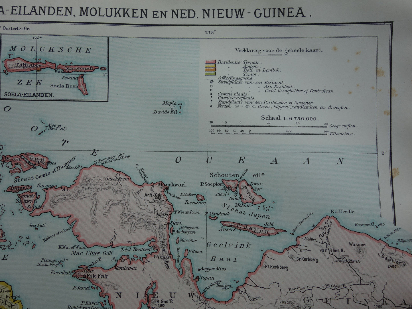 Old map of Moluccas and Sunda Islands from 1920 original vintage historical map Ambon Sunda Indonesia