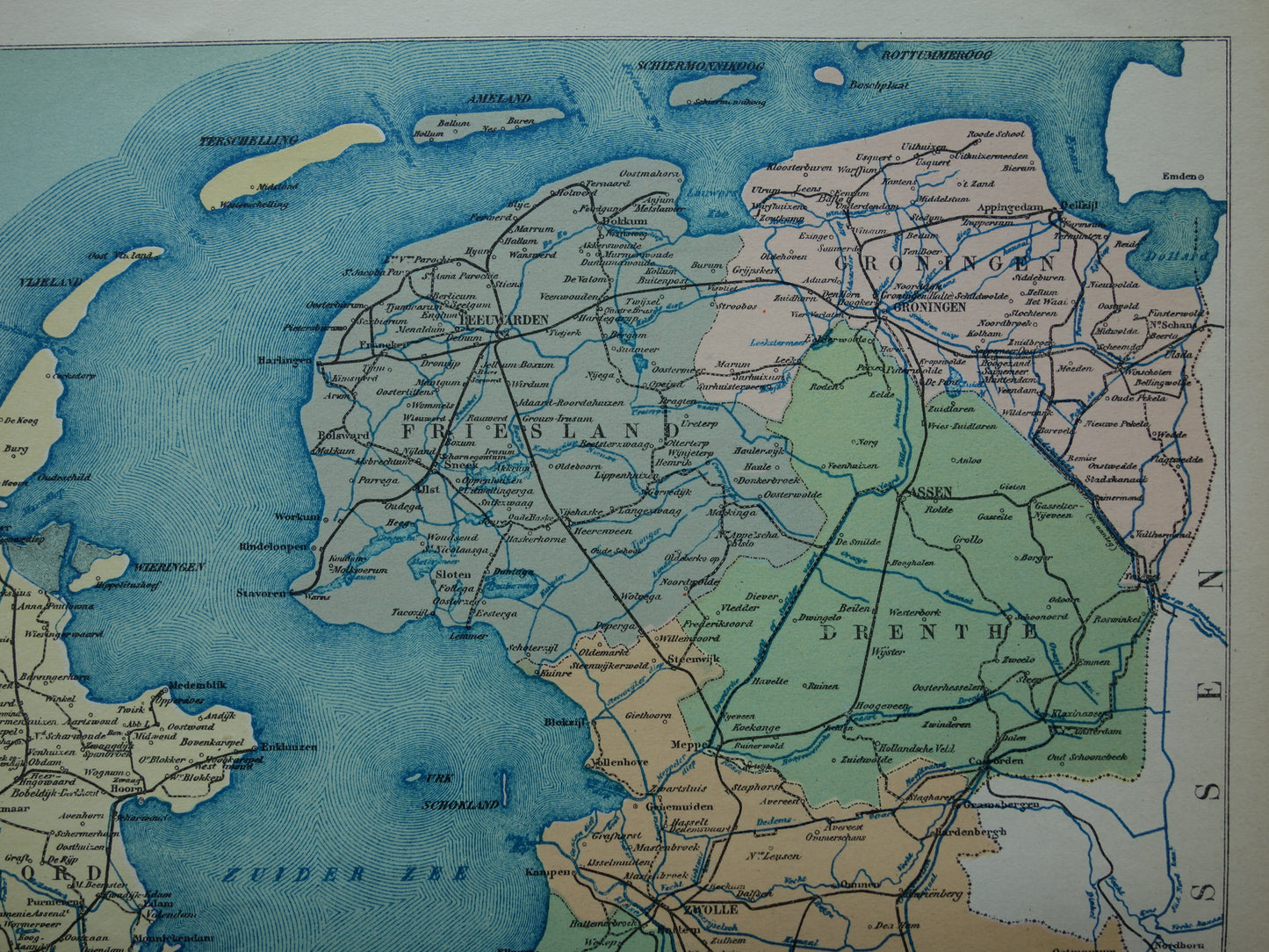 NETHERLANDS old map from 1928 vintage Dutch political map