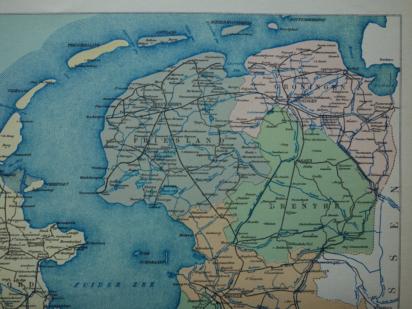 NETHERLANDS old map from 1928 vintage Dutch political map