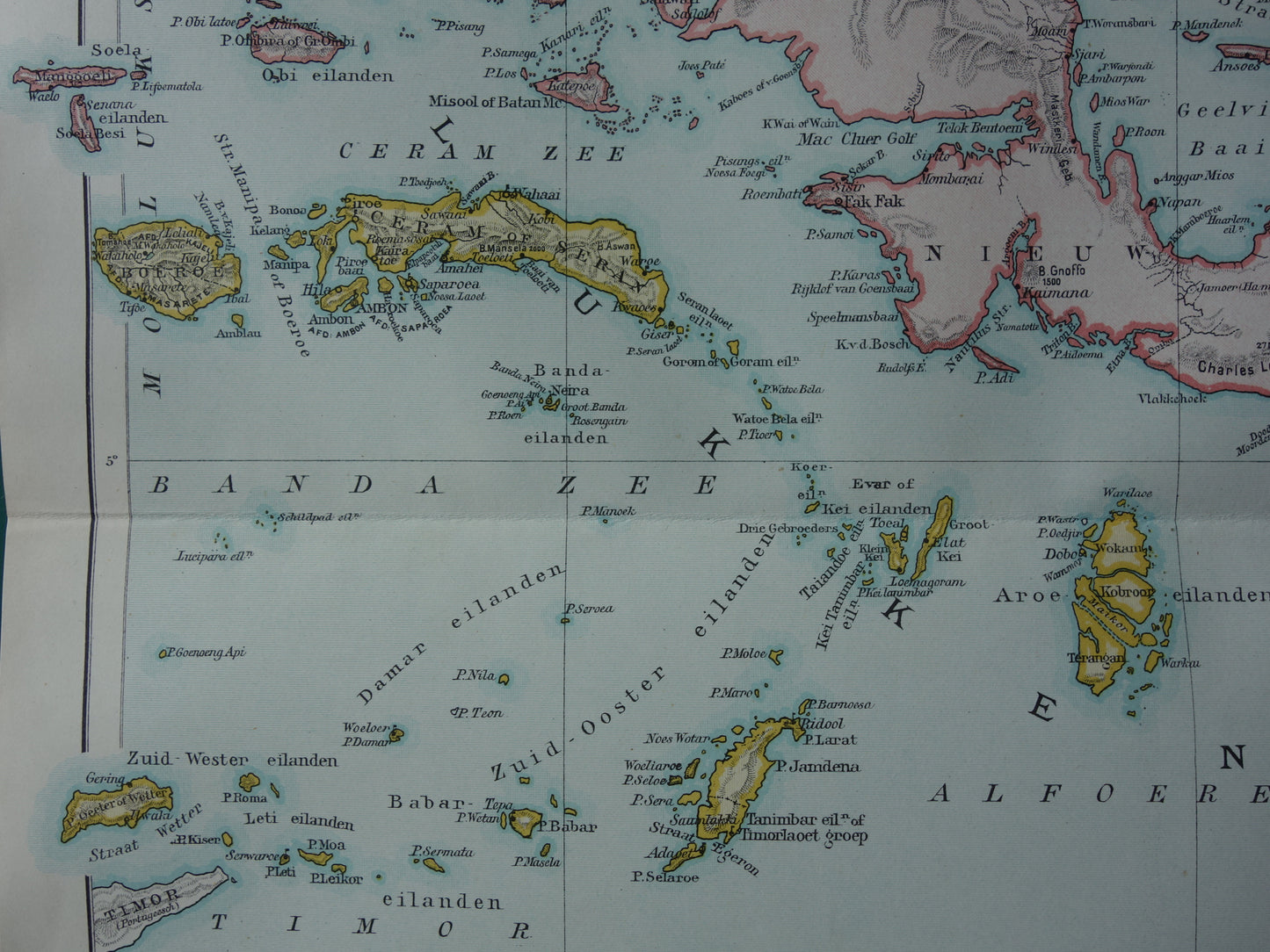 Old map of Moluccas and Sunda Islands from 1920 original vintage historical map Ambon Sunda Indonesia