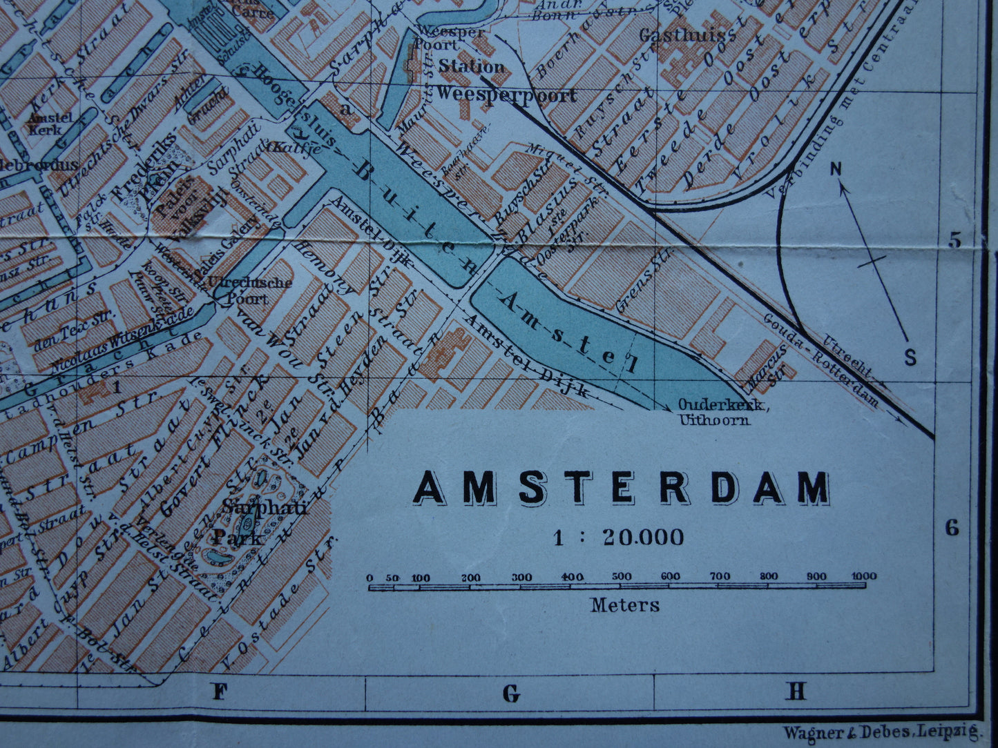 AMSTERDAM old map of Amsterdam from 1904 original antique map vintage map