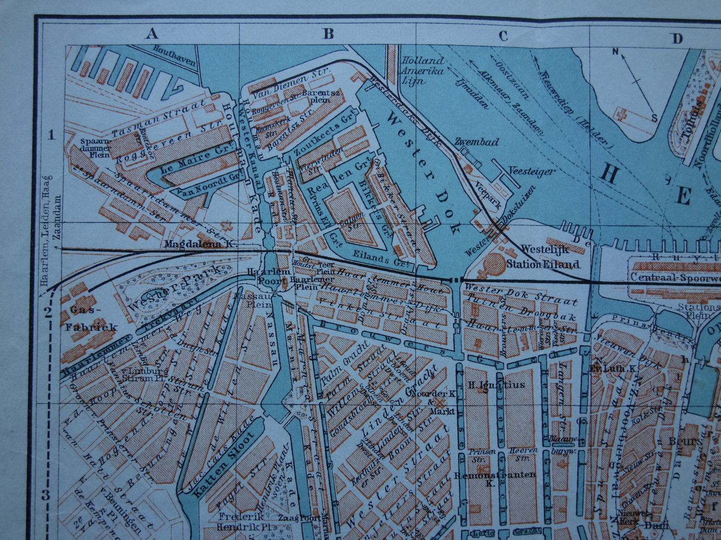 AMSTERDAM old map of Amsterdam from 1904 original antique map vintage map