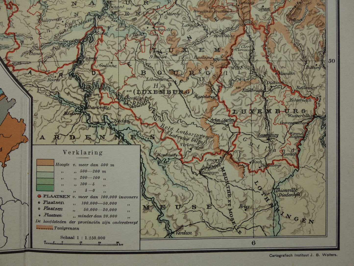 BELGIUM Old map of Belgium from 1933 original vintage Dutch map Geology