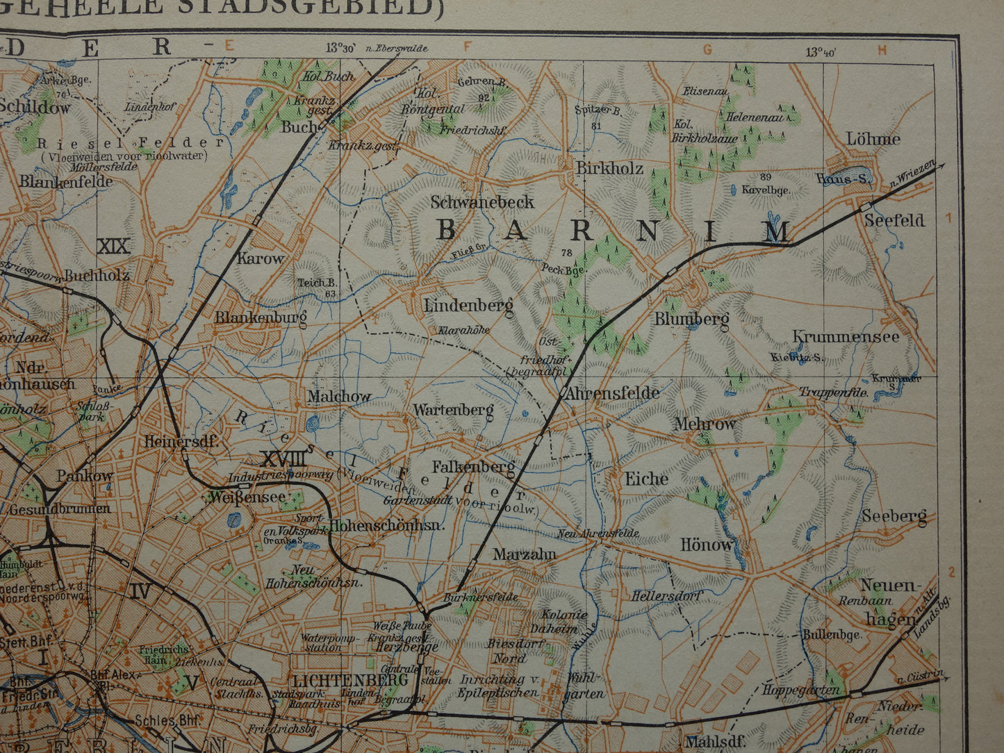 BERLIJN en omgeving oude kaart van Berlijn uit 1933 originele Nederlandse vintage landkaart