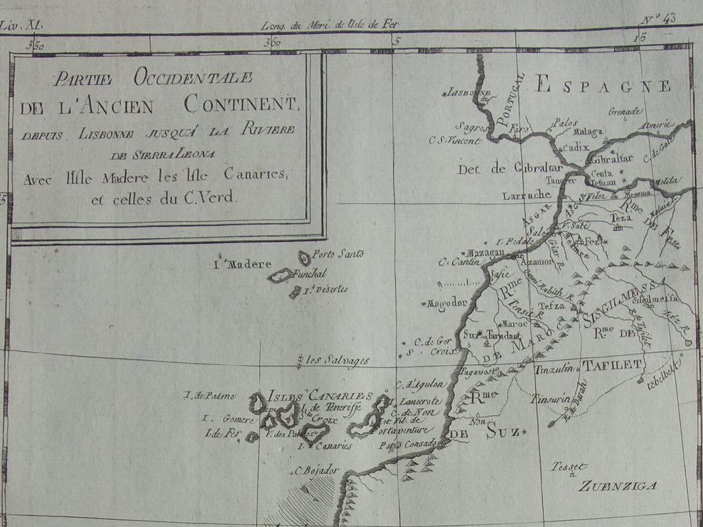 Old map of the west coast of Africa 1784 original antique maps Canary Islands Cape Verde