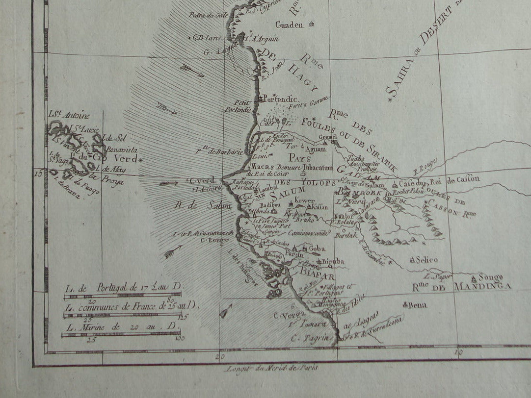 Old map of the west coast of Africa 1784 original antique maps Canary Islands Cape Verde