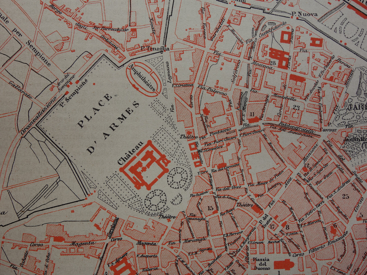 MILAN Old map of Milan from 1877 original antique French map historical maps