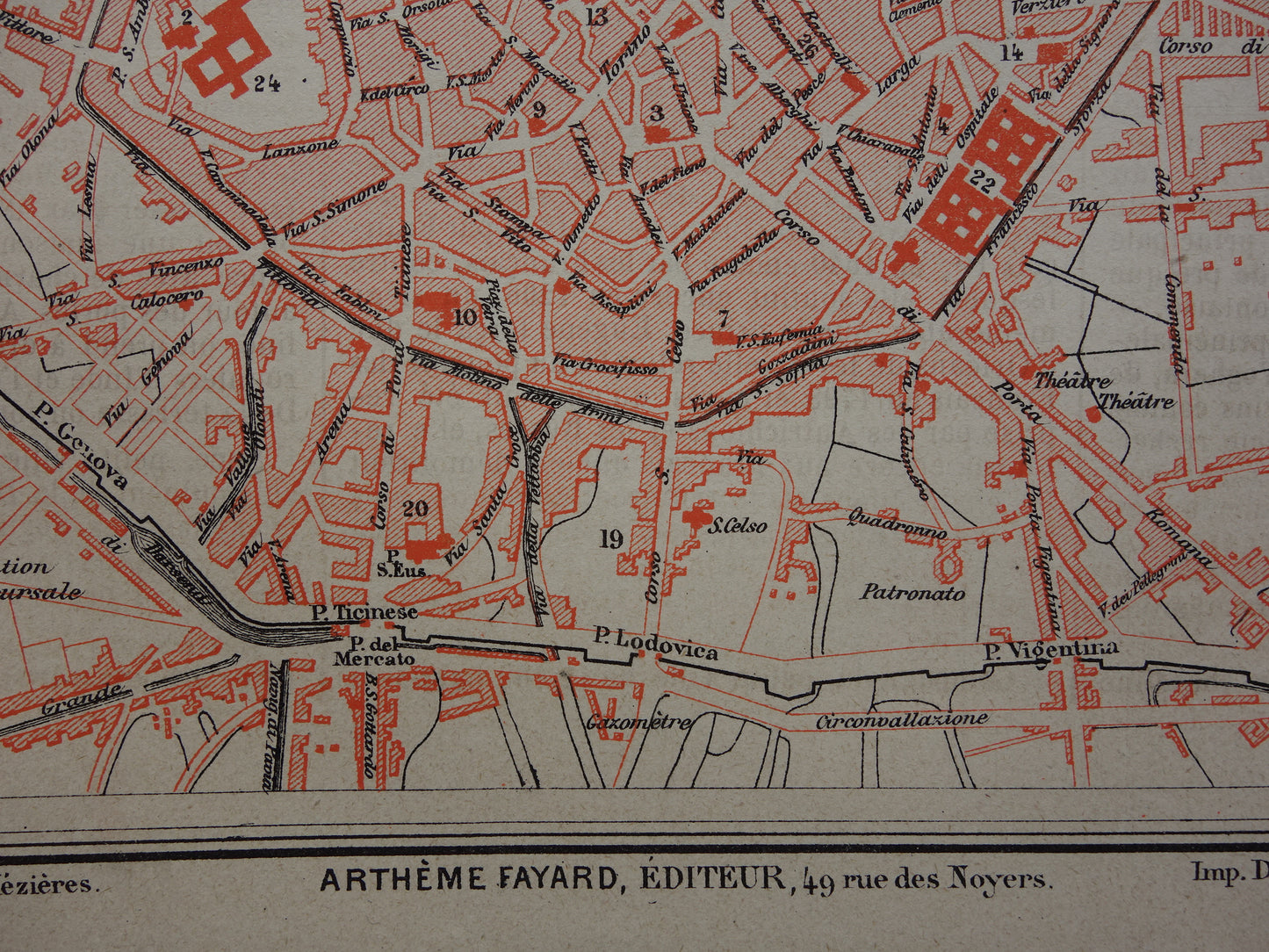 MILAN Old map of Milan from 1877 original antique French map historical maps