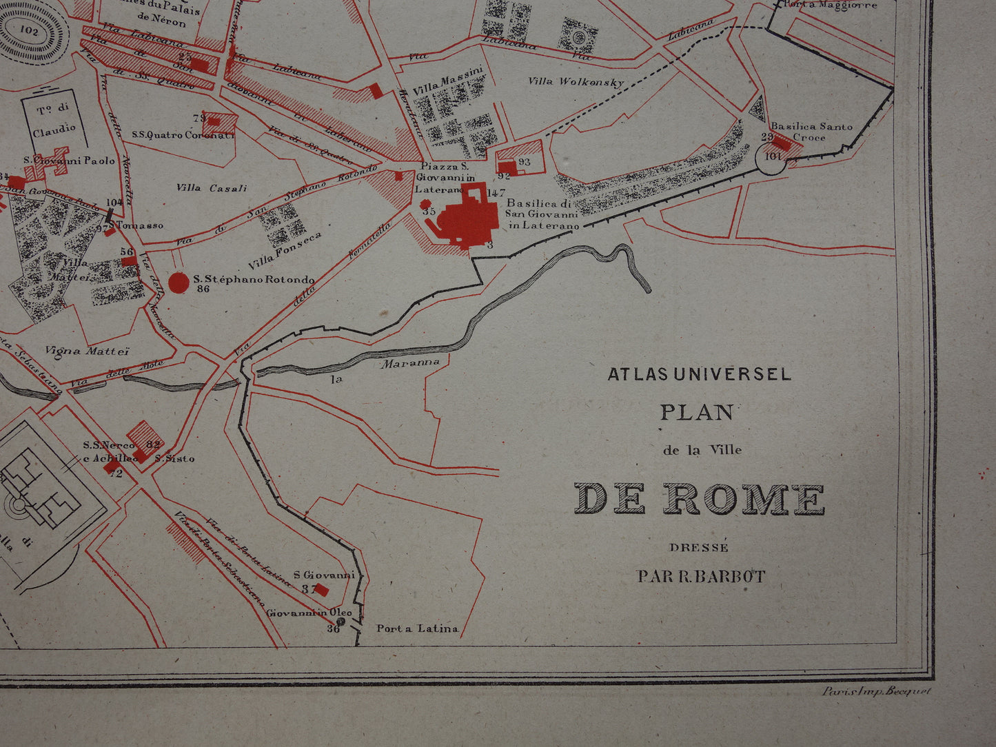 Rome old map of Rome Italy from 1877 original antique map vintage maps