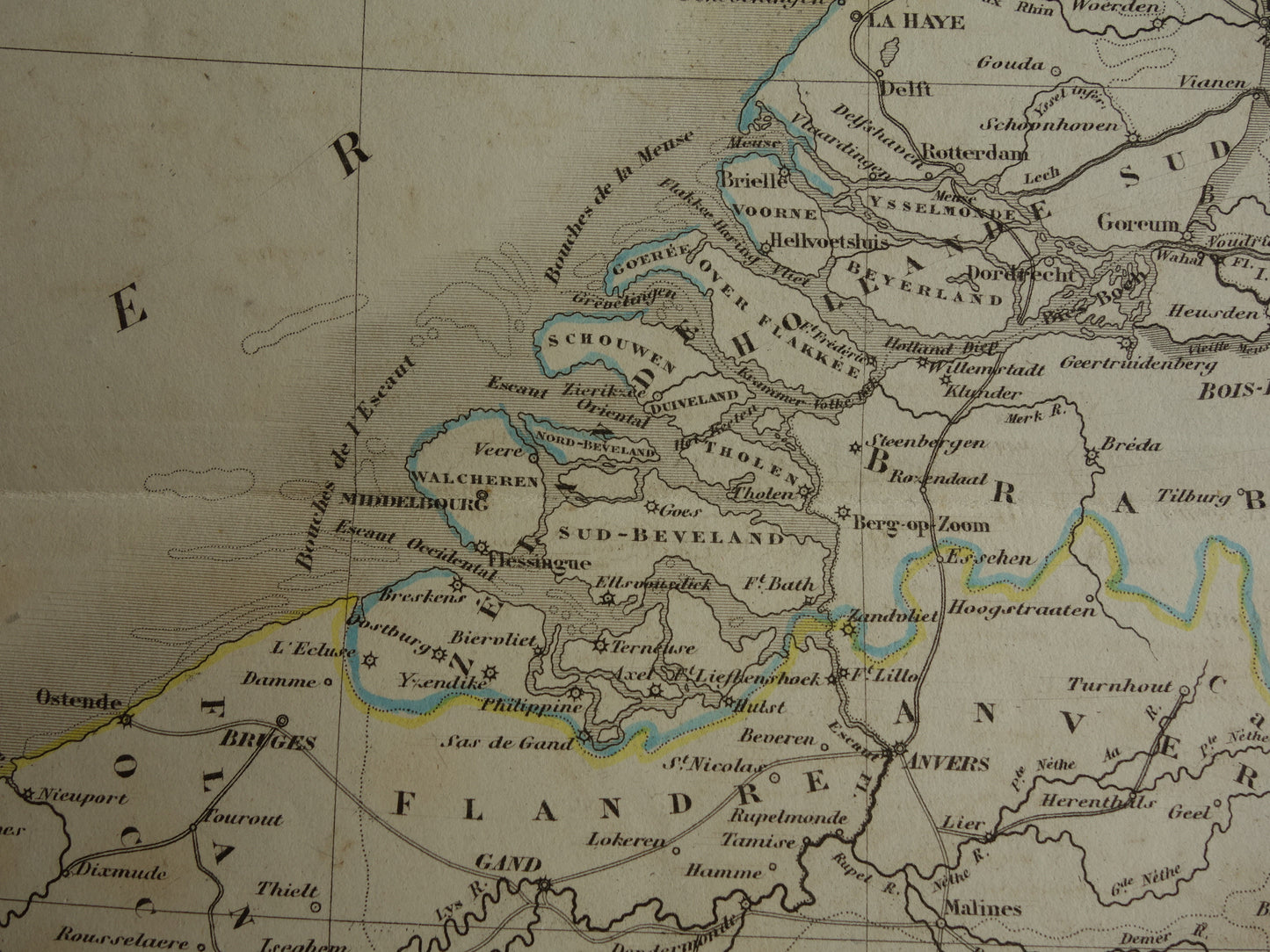 Netherlands and Belgium original antique map 1847 old map with date