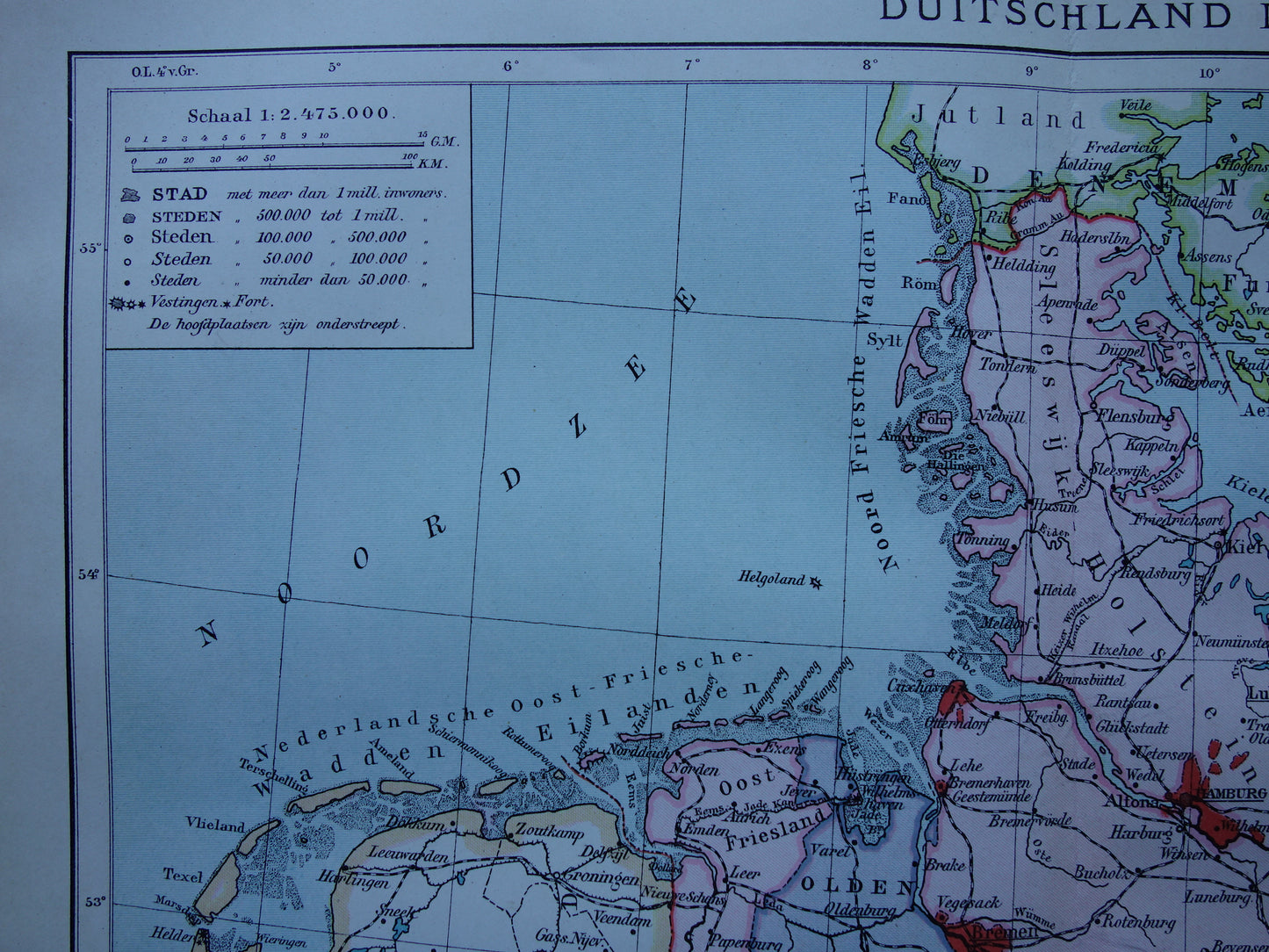 GERMANY old Dutch map of Northern Germany original antique map from 1916