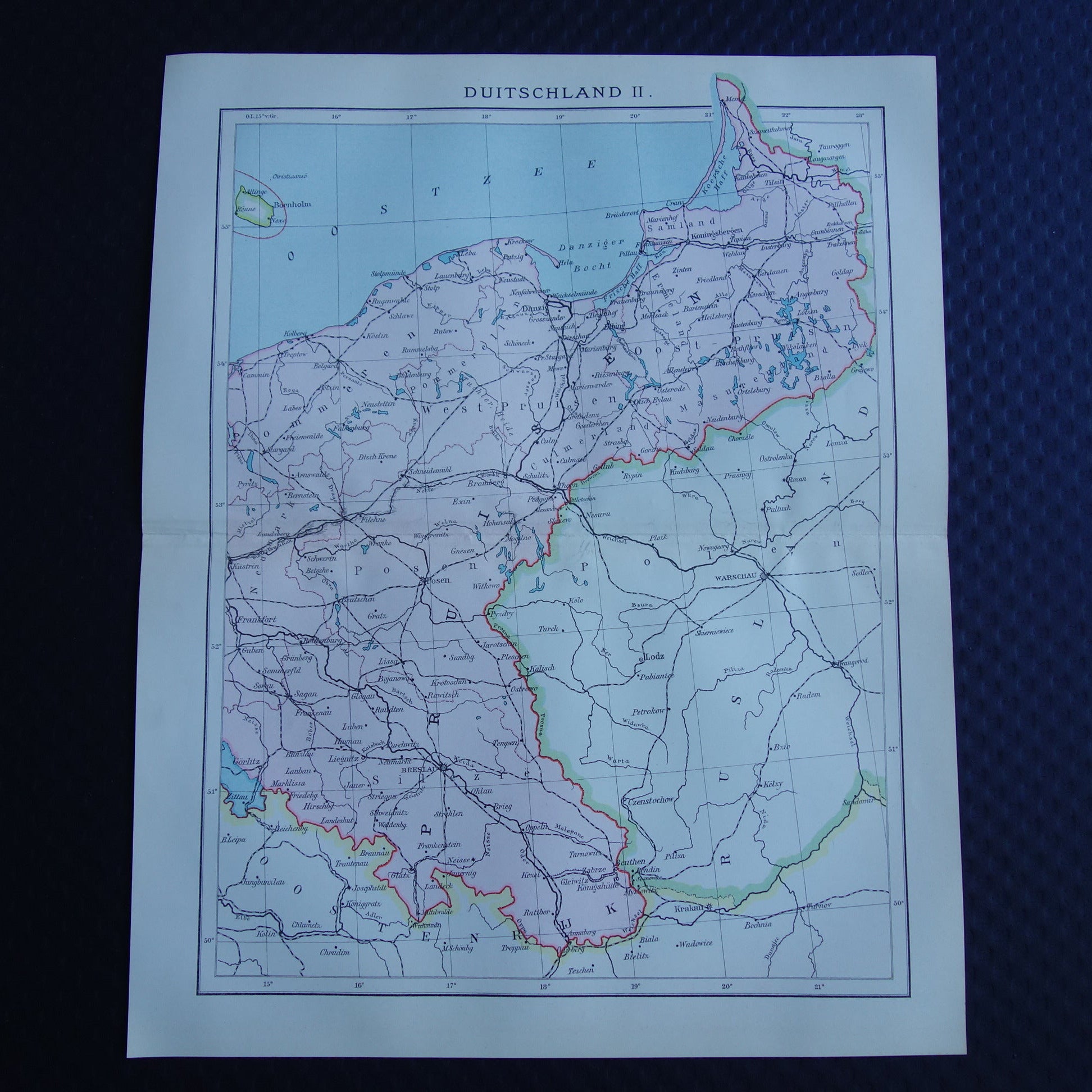 DUITSLAND oude Nederlandse kaart van Oost-Duitsland Polen originele antieke landkaart uit 1916
