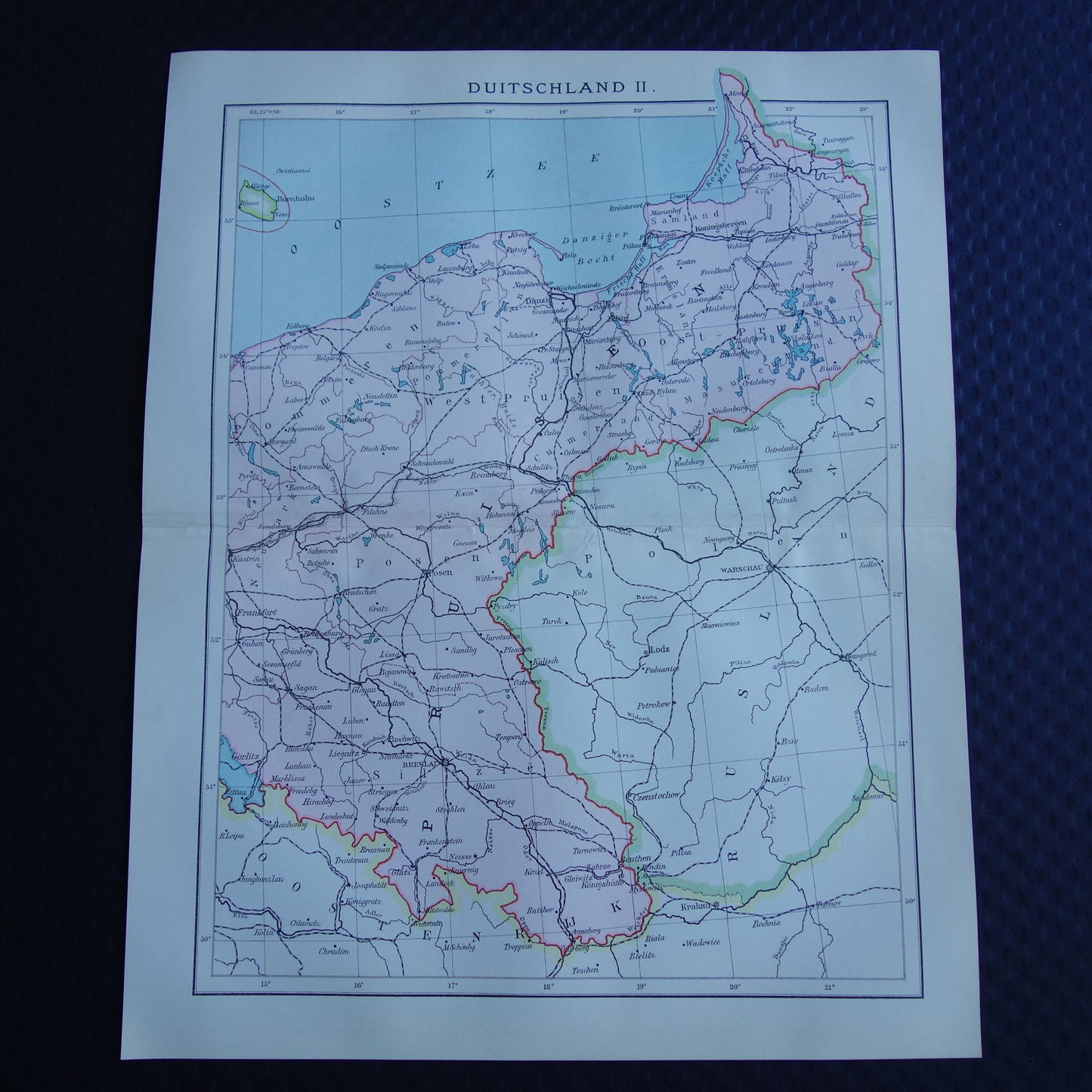 DUITSLAND oude Nederlandse kaart van oosten van Duitsland / Polen originele antieke landkaart uit 1916