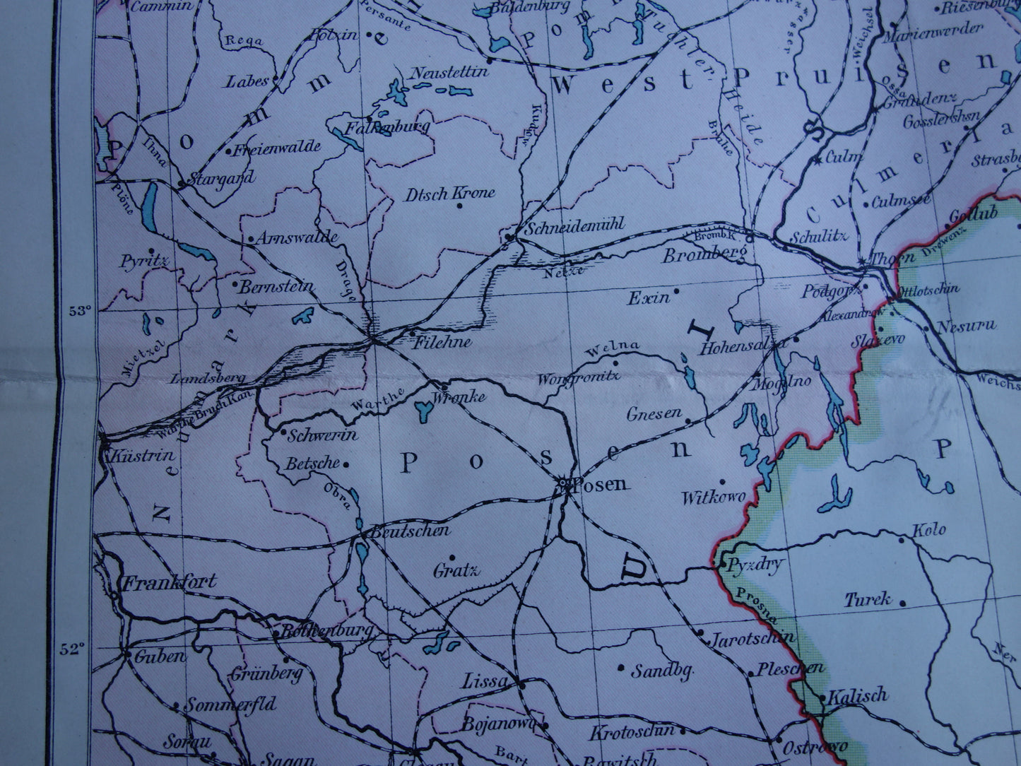 DUITSLAND oude Nederlandse kaart van oosten van Duitsland / Polen originele antieke landkaart uit 1916