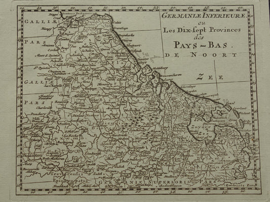200+ jaar oude landkaart van Nederland en België 1790 originele antieke kaart Holland klein formaat