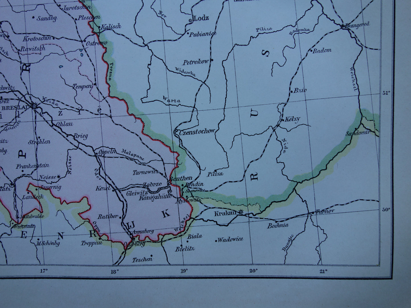 DUITSLAND oude Nederlandse kaart van oosten van Duitsland / Polen originele antieke landkaart uit 1916