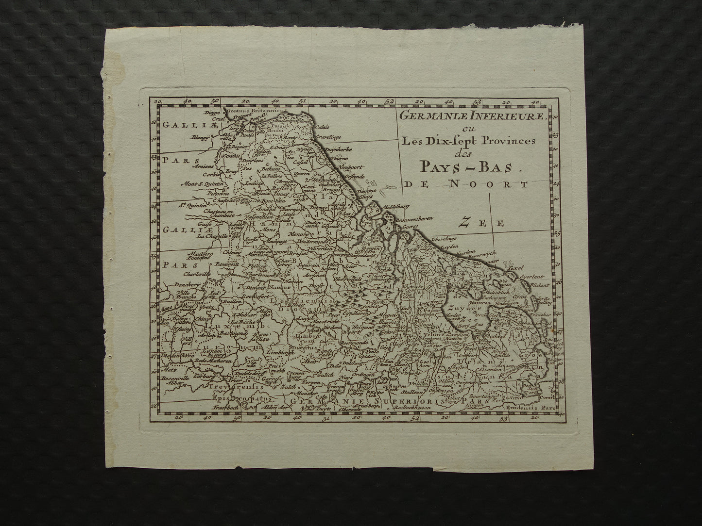 Über 200 Jahre alte Karte der Niederlande und Belgiens, Originalkarte von Holland aus dem Jahr 1790, kleines Format