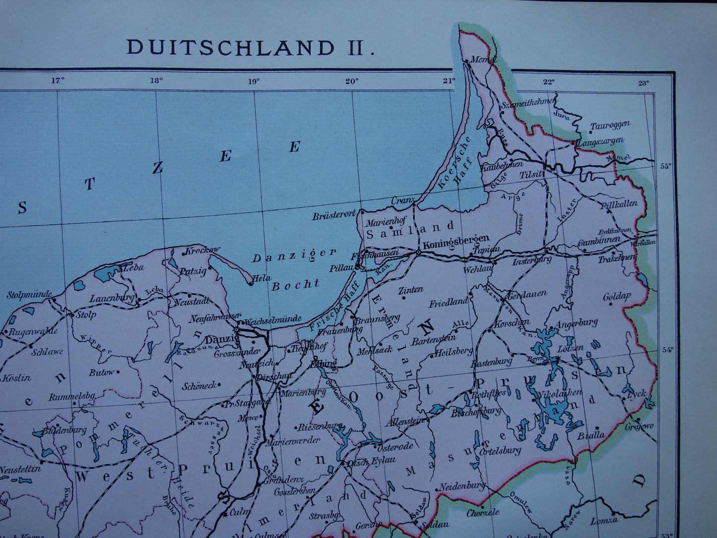 DUITSLAND oude Nederlandse kaart van oosten van Duitsland / Polen originele antieke landkaart uit 1916
