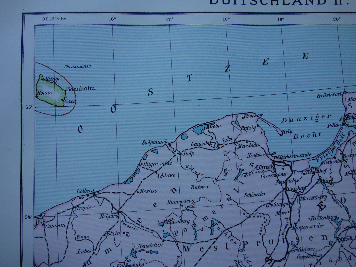 DUITSLAND oude Nederlandse kaart van oosten van Duitsland / Polen originele antieke landkaart uit 1916