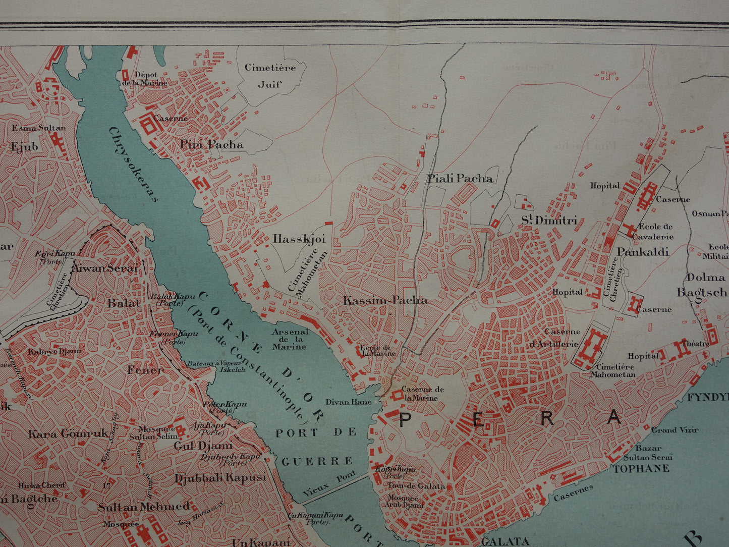 ISTANBUL antique map from 1877 Original French old map Istanbul Turkey Constantinople