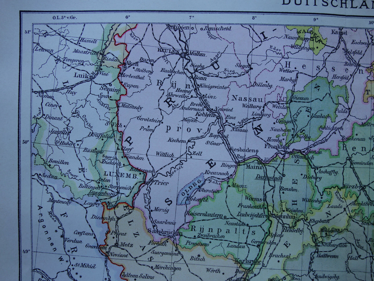 ZUID-DUITSLAND oude Nederlandse kaart van het zuiden van Duitsland originele antieke landkaart uit 1916