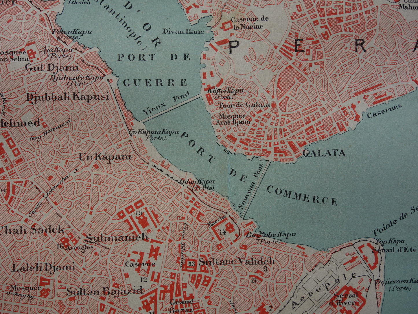 ISTANBUL antique map from 1877 Original French old map Istanbul Turkey Constantinople