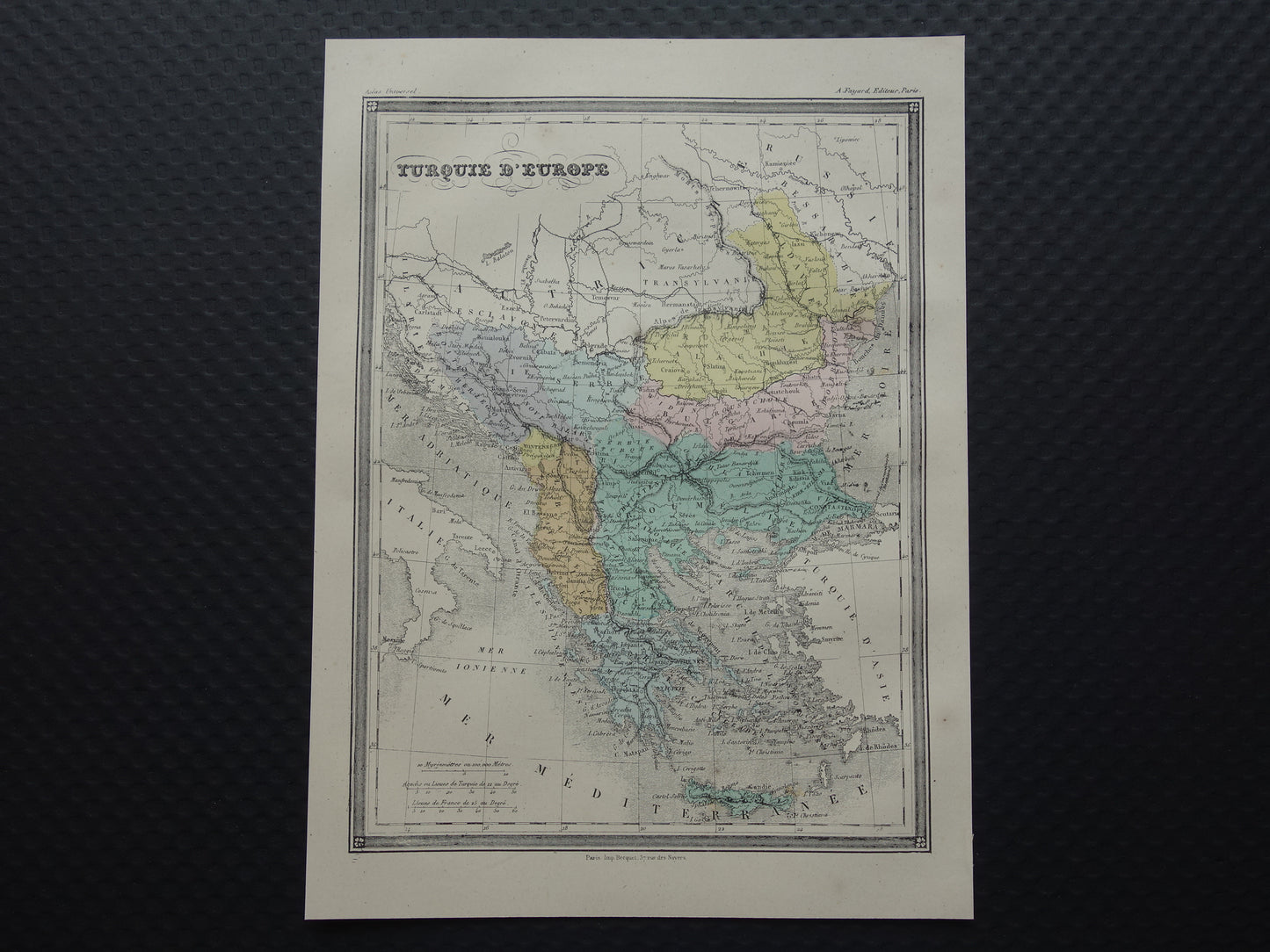 Old map of European Turkey from the year 1877 historical map Serbia Bulgaria Greece old vintage maps
